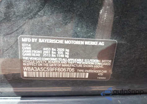 2015 BMW 328I from USA, damaged, VIN WBA3A5C59FF606706